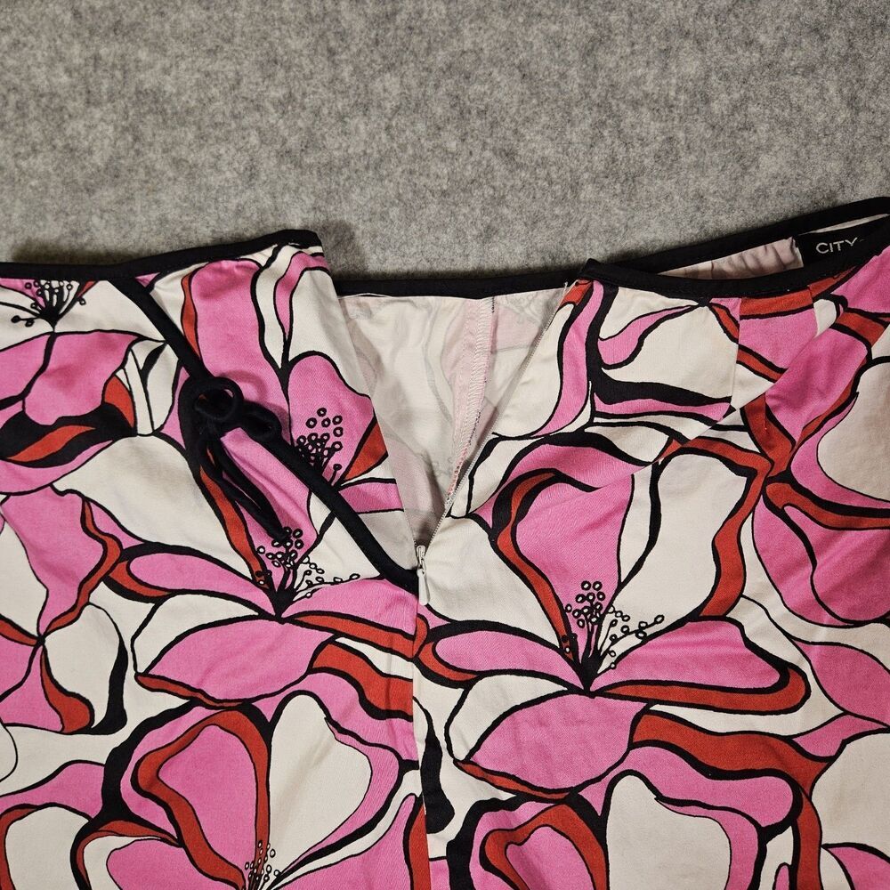 Womens Y2K Pink Black Floral Whimsical Baddie Scallop Hem Skirt Stretch Size 10 - Picture 6 of 8